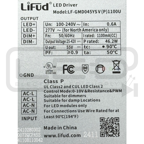 LFGMD045YSV-1100U LUFID 45W LED Replacement Power Driver