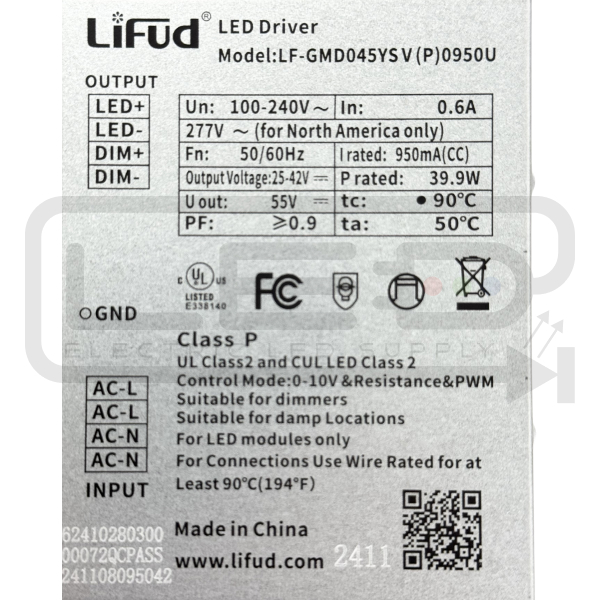 LF-GMD045YSV(P)0950U LUFID 45W LED Replacement Power Driver LF